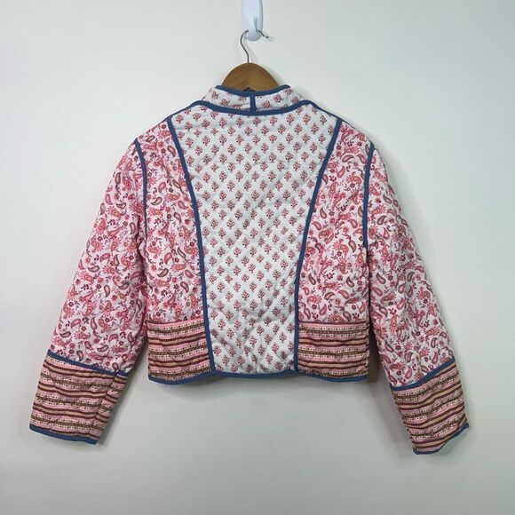 Reversible Quilted Jacket Boho Folk Print Paisley Floral Patchwork Women’s Sz XS - Picture 4 of 12